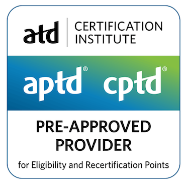 ATD Certification Institute APTD and CPTD Pre-approved Provider for Eligibility and Recertification Points